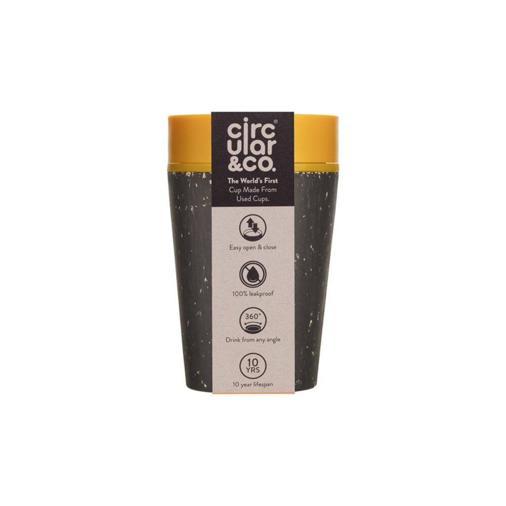 Circular&Co. Recycled Coffee Cup 8oz - Mustard & Black