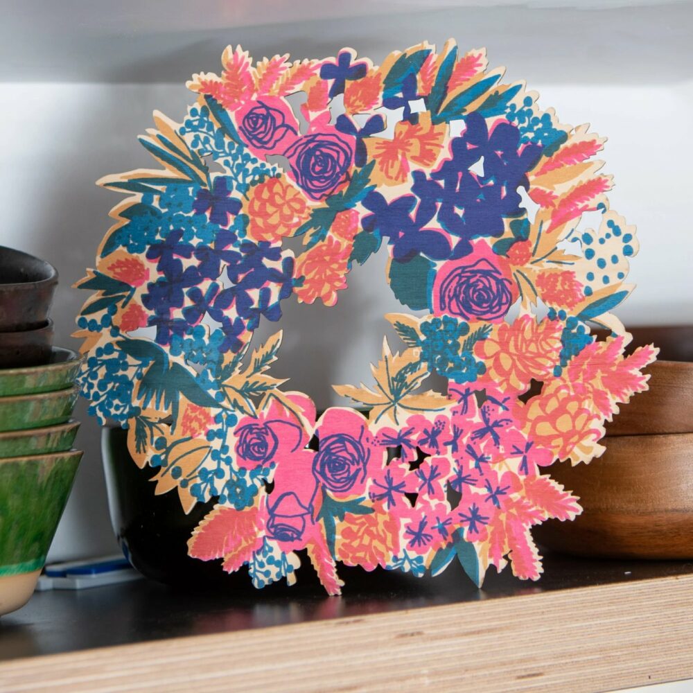 East End Press - Floral Wooden Wreath