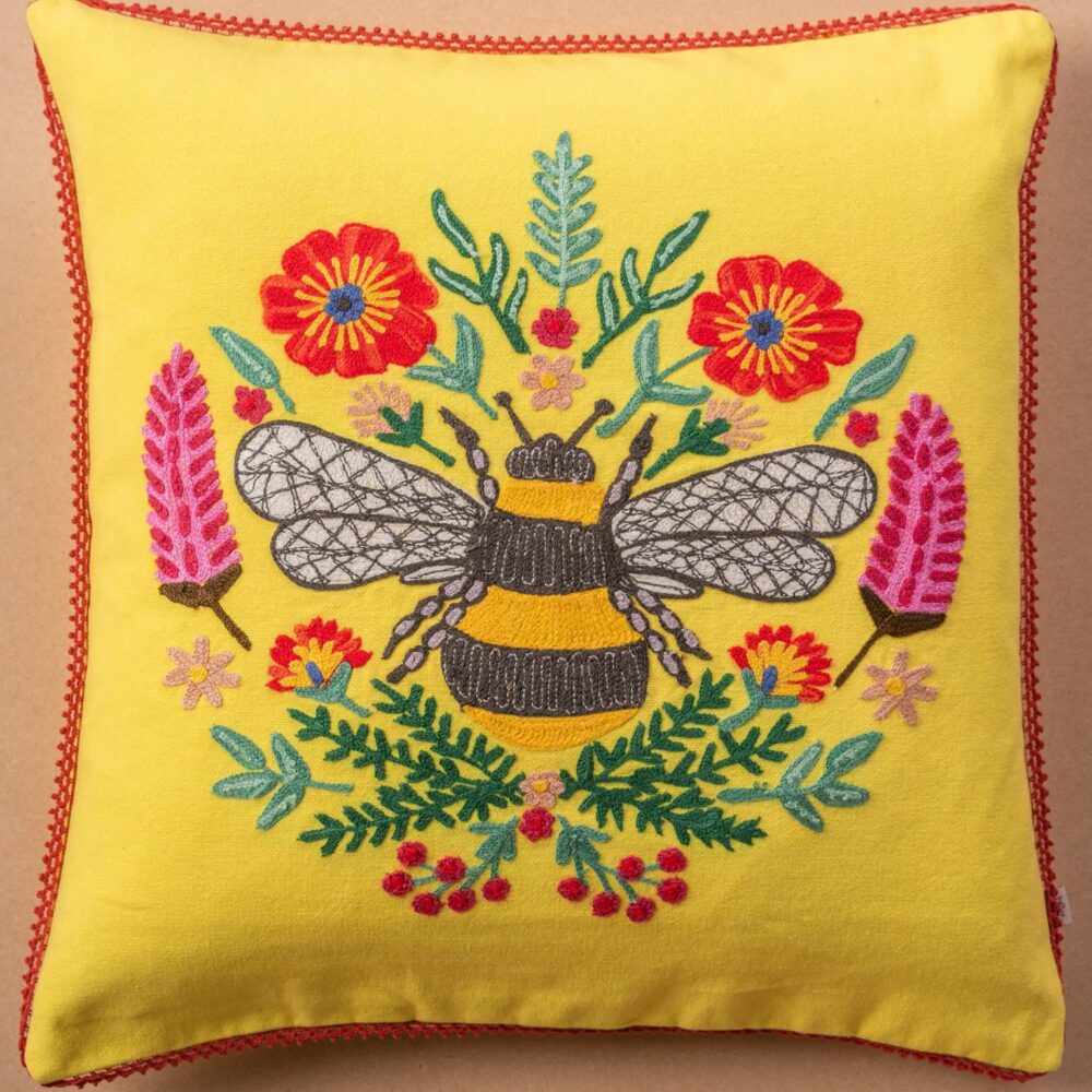 Ian Snow Bee Embroidered Cushion Cover