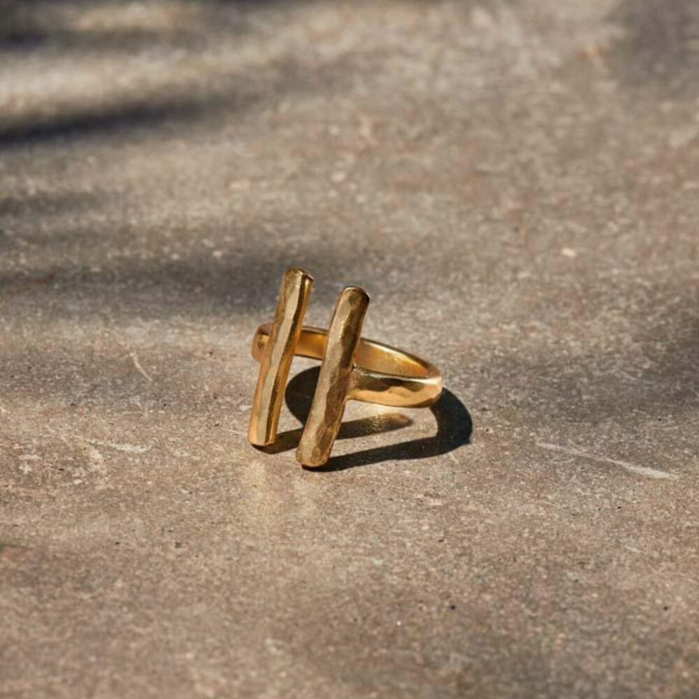 Nkuku ATILIA Hammered Brass Gold Ring