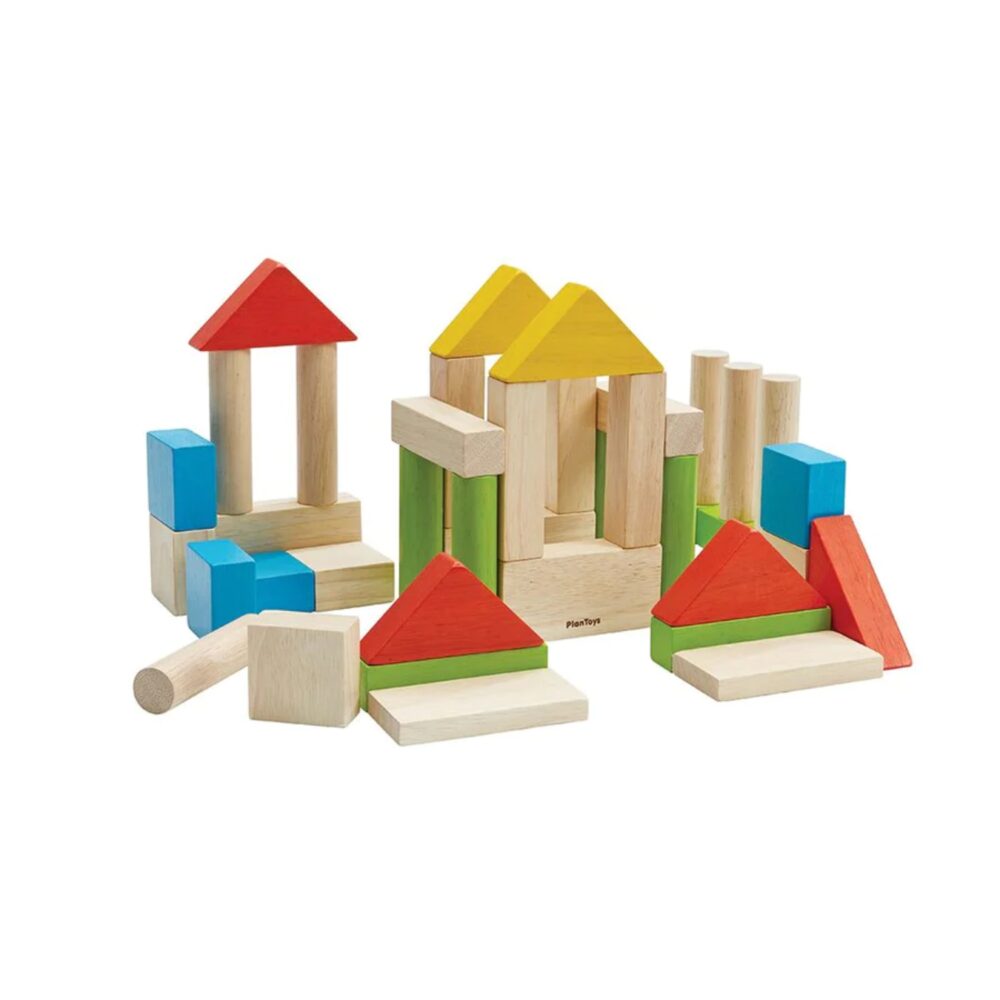 Plan Toys Colourful 40 Unit Wooden Blocks