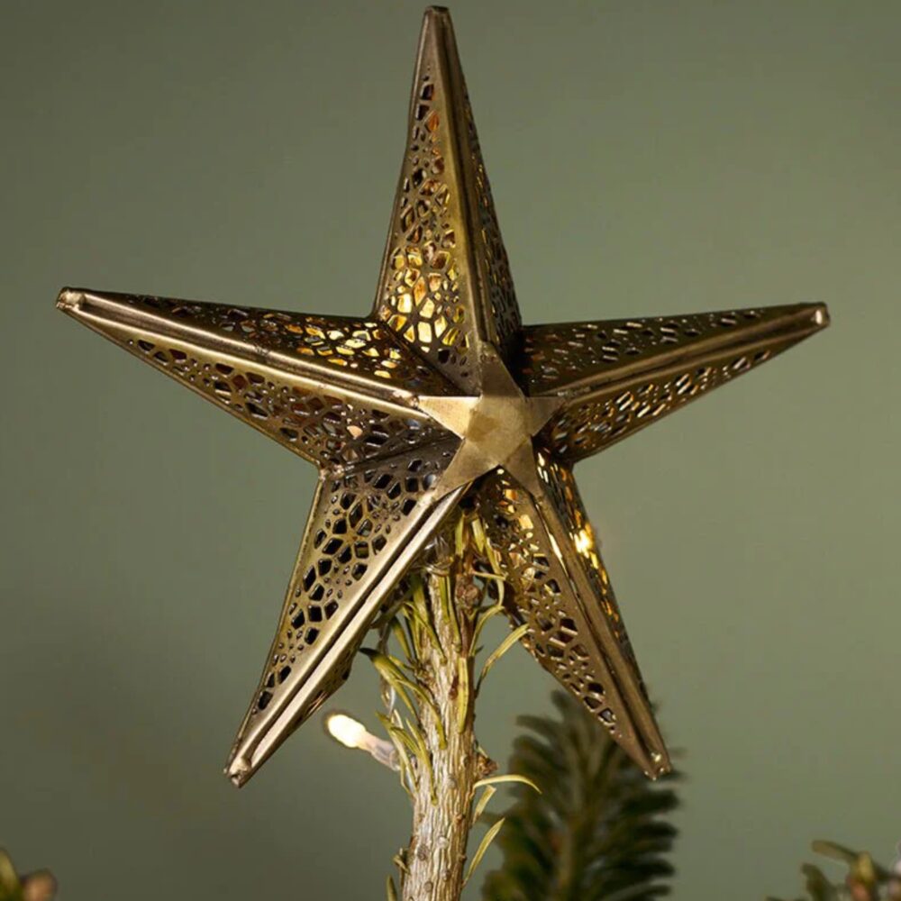 Nkuku Brass Star Christmas Tree Topper