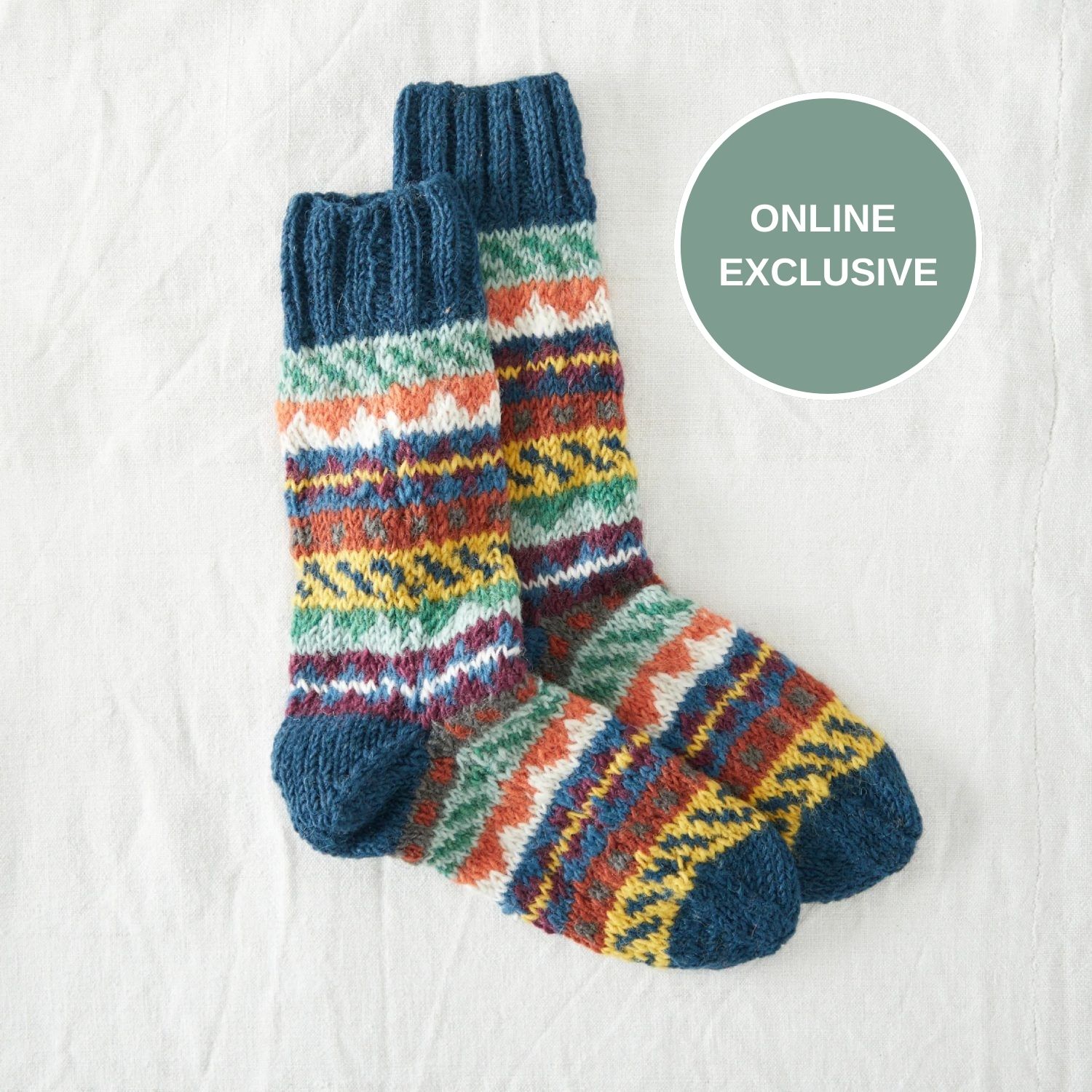 AURA QUE Unisex Waste Wool Socks - Ocean Blue - Online Only