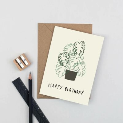 monstera happy birthday card