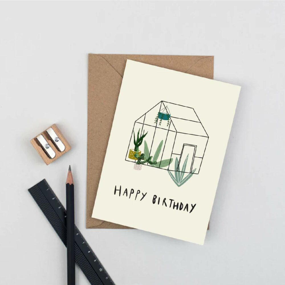 greenhouse happy birth greetings card