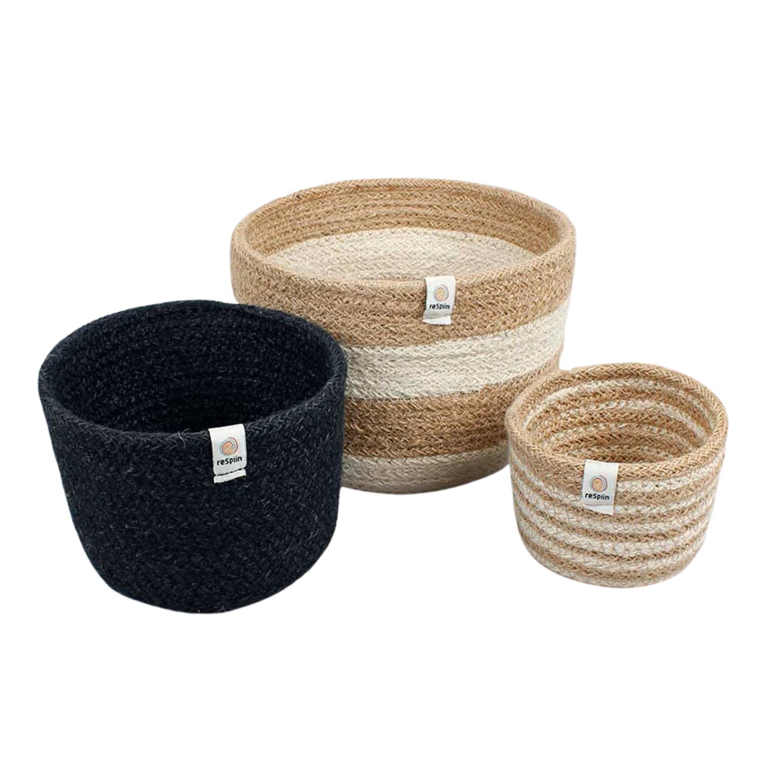tall woven sustainable basket set of 3