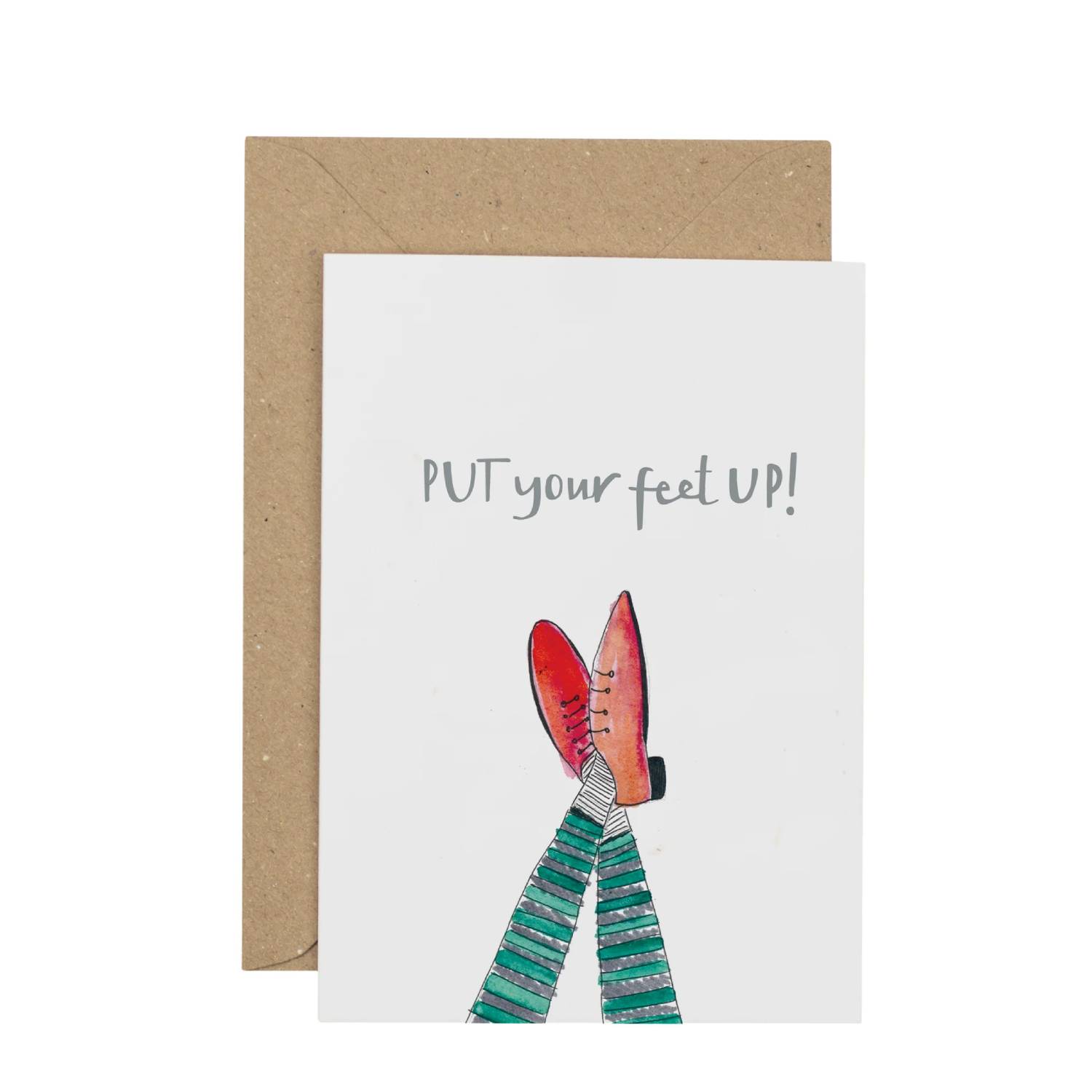 sustainable greetings card put your feet up with Kraft envelope
