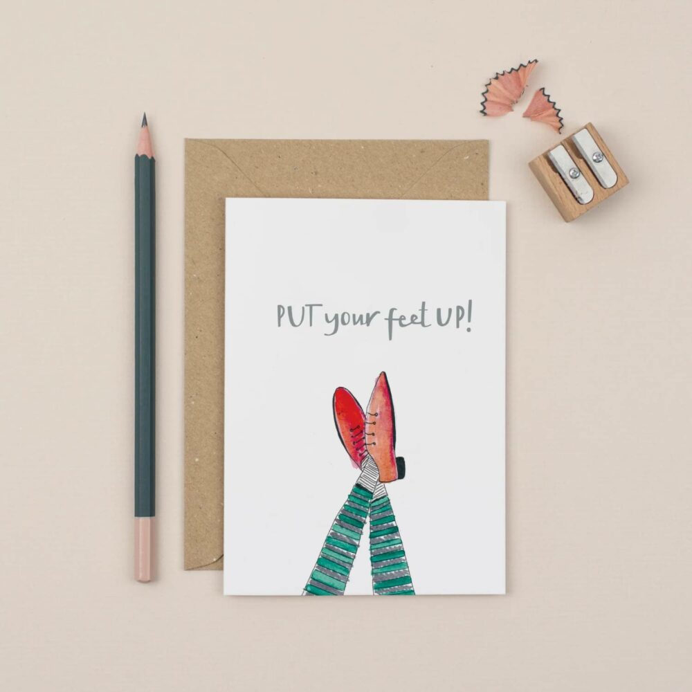 sustainable greetings card put your feet up