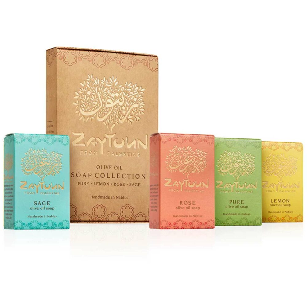 zaytoun olive oil gift box with soaps