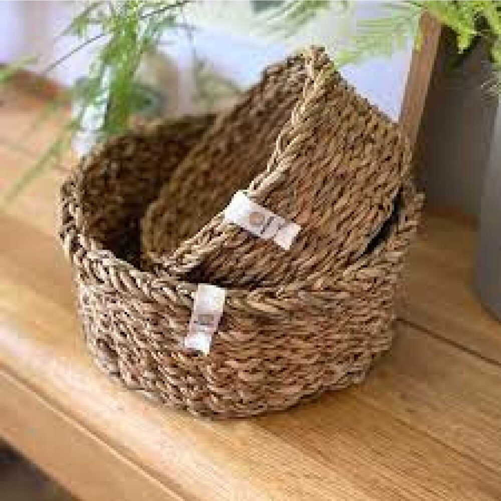 Respiin seagrass small basket inside medium basket
