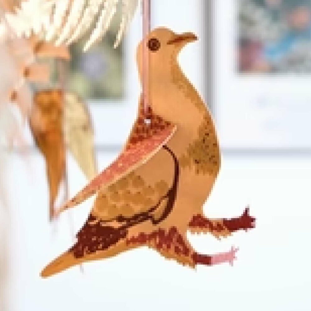Bird 2 (partridge) shown in 3D hanging from plant