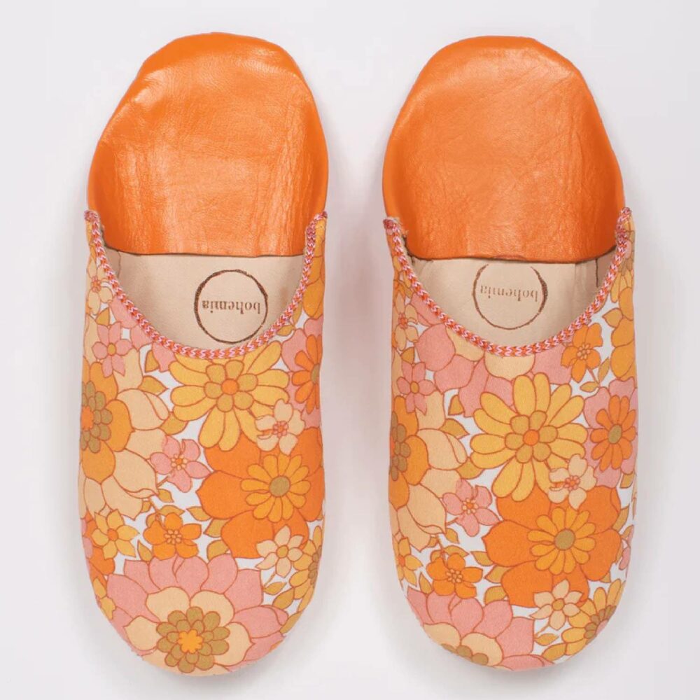 Bohemia Babouche slippers in margot orange colour pattern