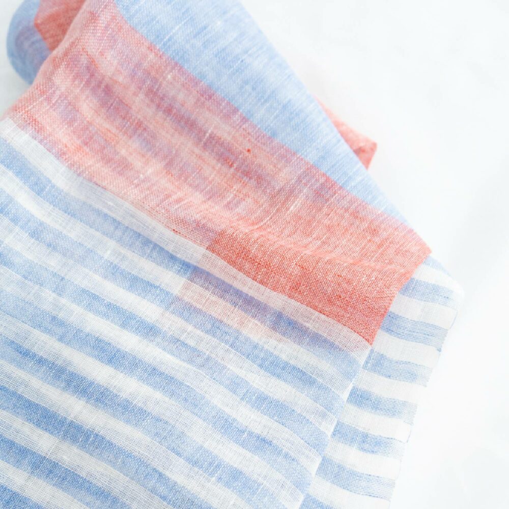 York Scarf showing pink and blue stripes