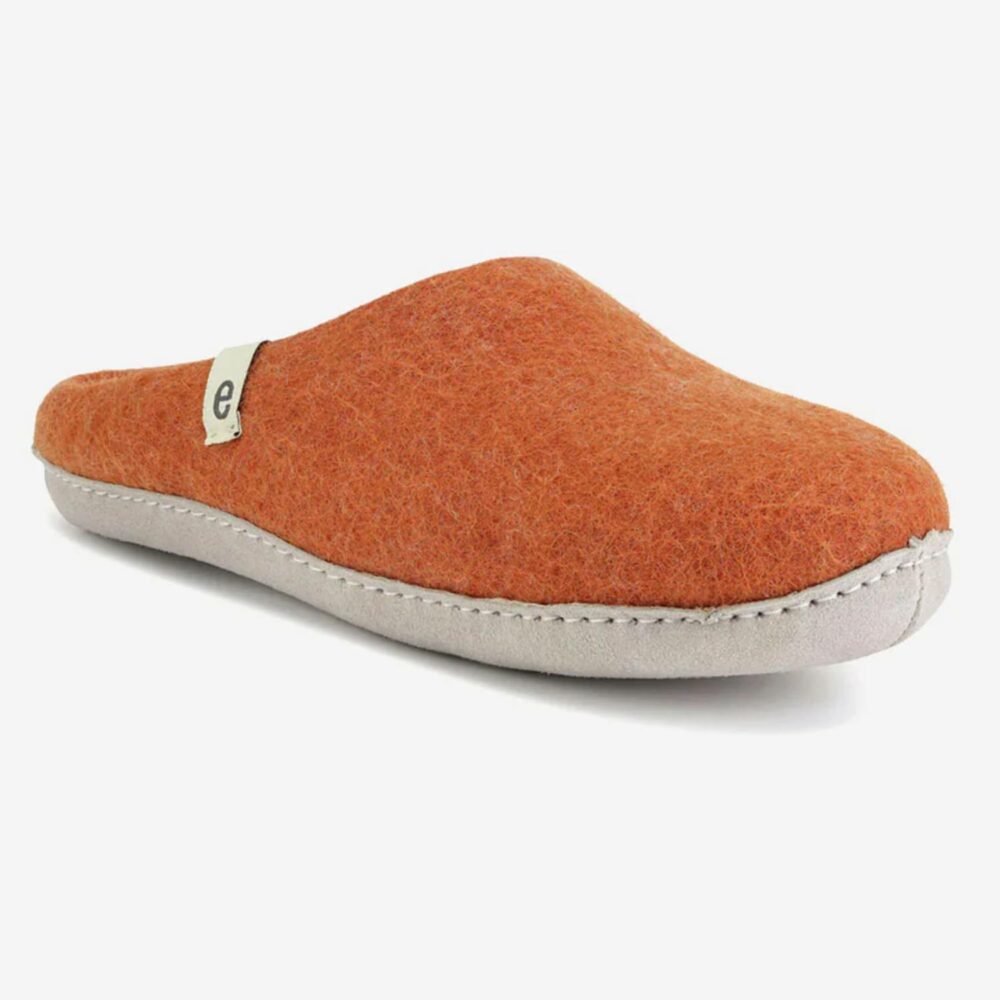 1 egos wool felted slipper clay orange