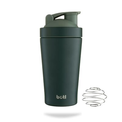 Onegreenbottle stainless steel protein shaker in green with mixer ball